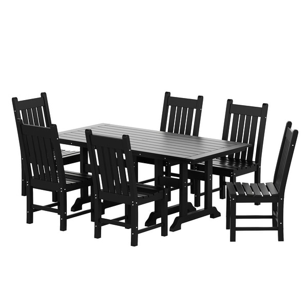 Polytrends Laguna Hdpe All Weather Outdoor Patio Dining Set with Rectangular Table，Armless Dining Chairs (7Piece Set)