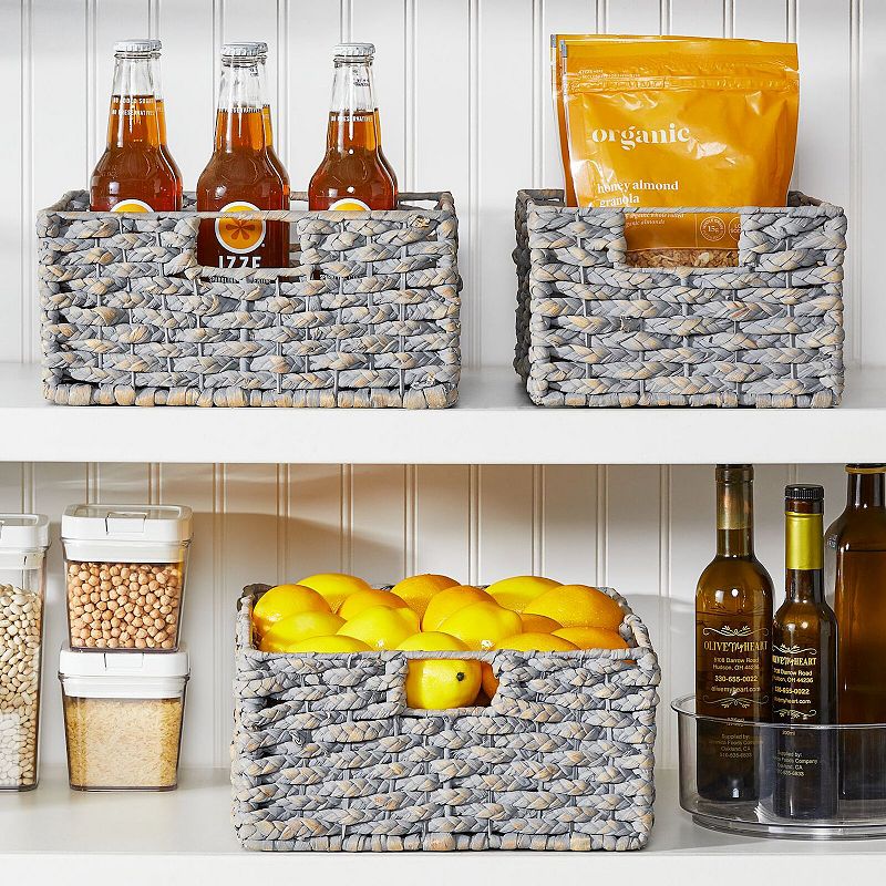 mDesign 12 x 13 x 6 Water Hyacinth Braided Weave Pantry Basket - 6 Pack