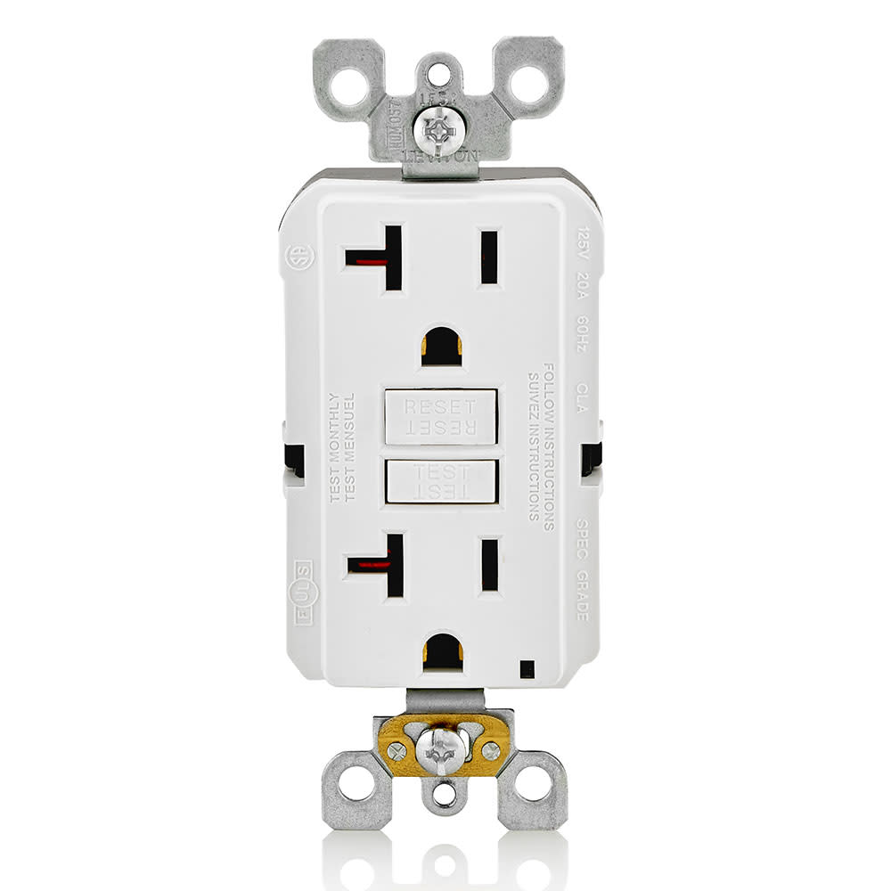 Leviton SmartlockPro GFCI Outlet 20A 125V White NEMA 5-20R ;