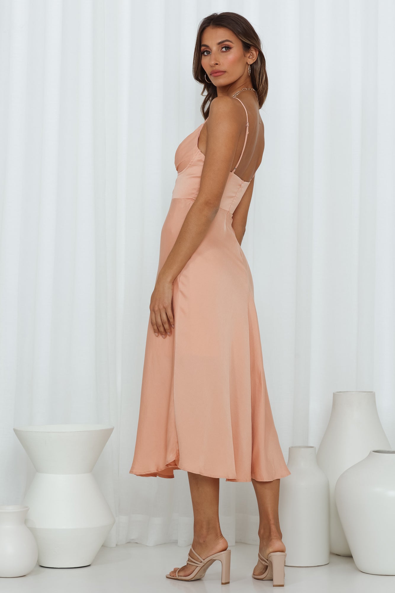 Private Kiss Midi Dress Peach