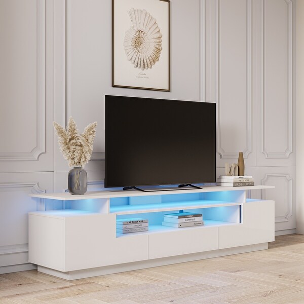 Modern TV Stand， 20 Colors LED TV Stand w/Remote Control Lights