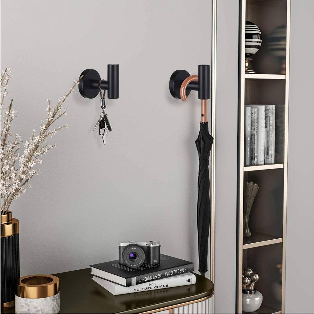 ATKING 4-Pieces Wall-Mounted Stainless Steel Bathroom Robe Hook in Matte Black A4BK-802