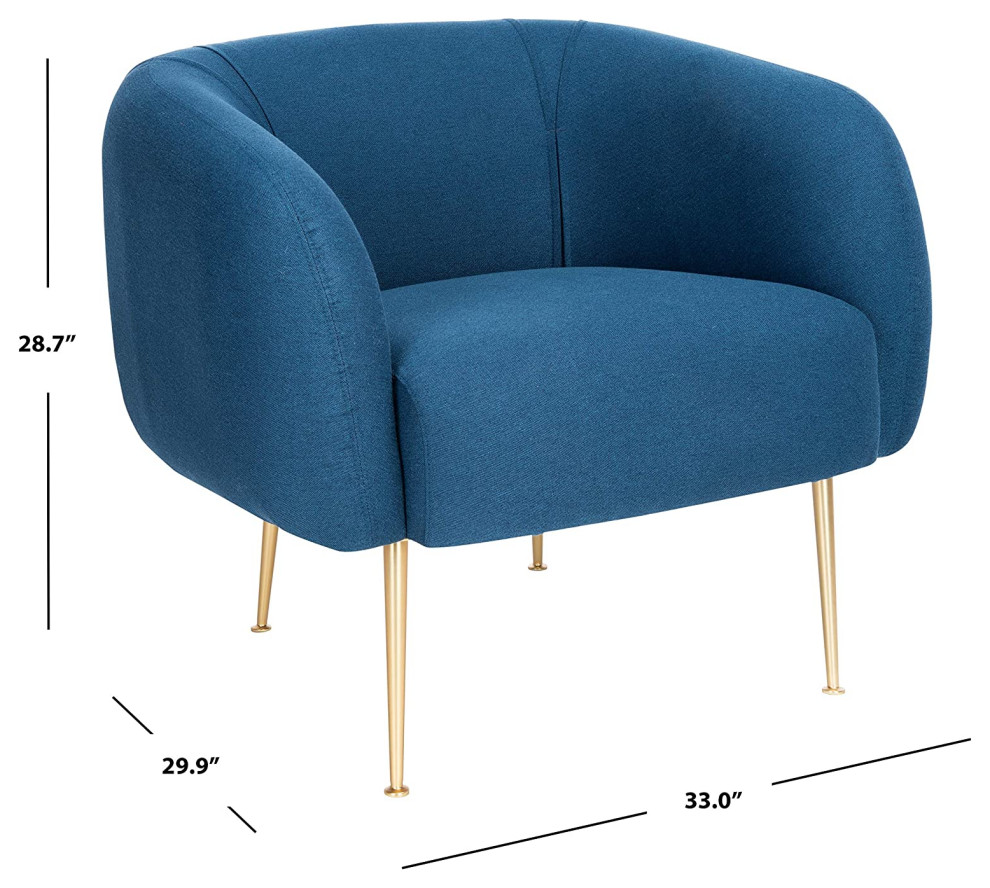 Accent Chair With Golden Metal Legs  Plush Upholstered Seat   Midcentury   Armchairs And Accent Chairs   by Decorn  Houzz