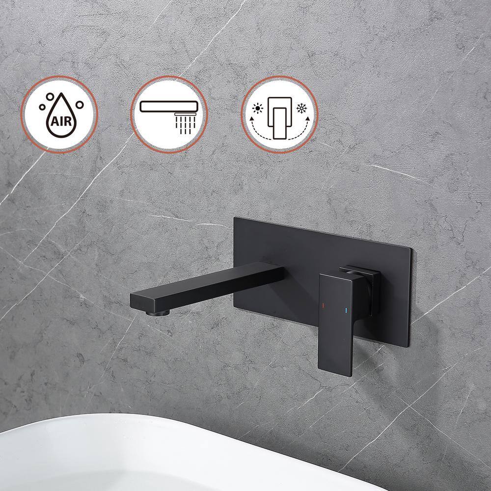 Fapully Modern Single Handle Wall Mount Bathroom Faucet in Matte Black FN-0020B