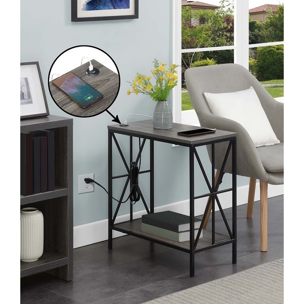 Carbon Loft Star Chairside Table with Charging Station