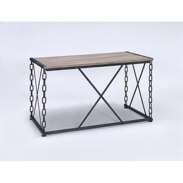 Jodie Console Table in Rustic Oak and Antique Black Finish