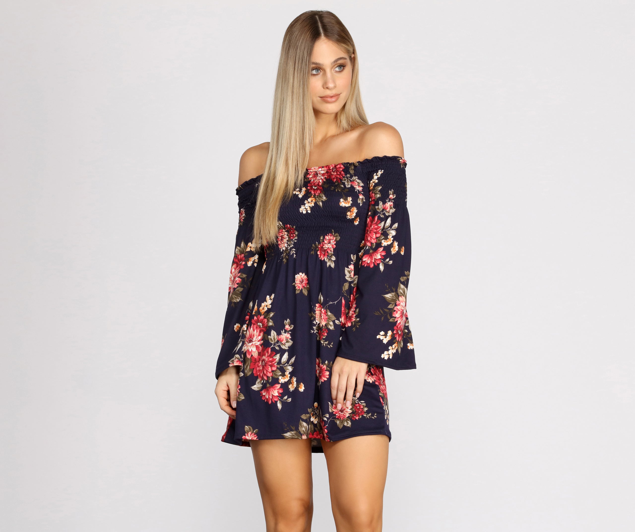 Bell Sleeve Beauty Floral Mini Dress