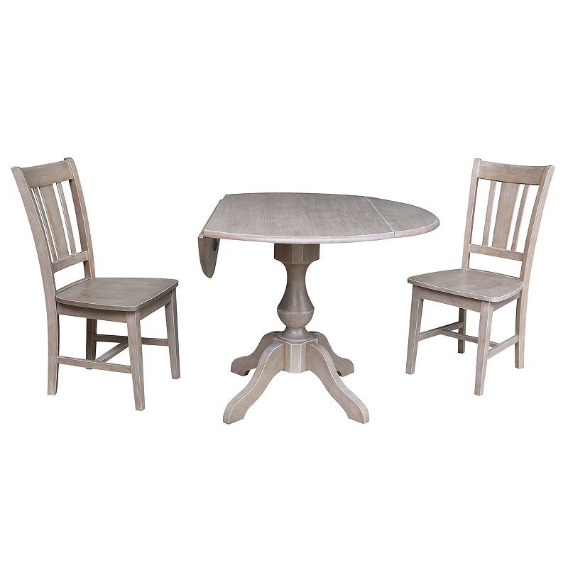 International Concepts Camille Pedestal Table and Chairs 3-pc. Dining Set