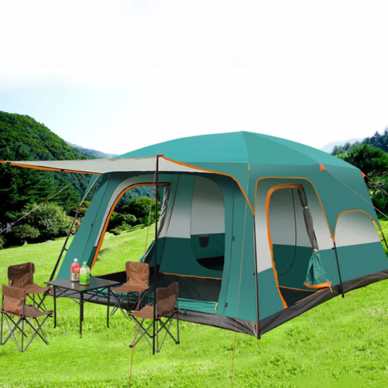 outdoor camping Two bedrooms and one bathroom family tent Village big Spreader bar tent 6 8 12 person