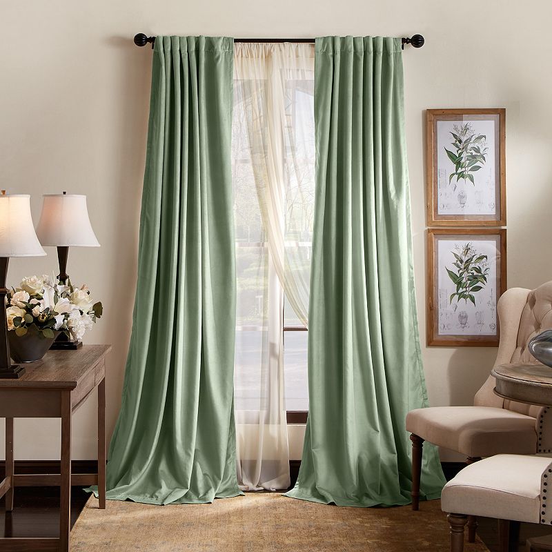 Martha Stewart Lucca Velvet Backtab 2 Window Curtain Panels