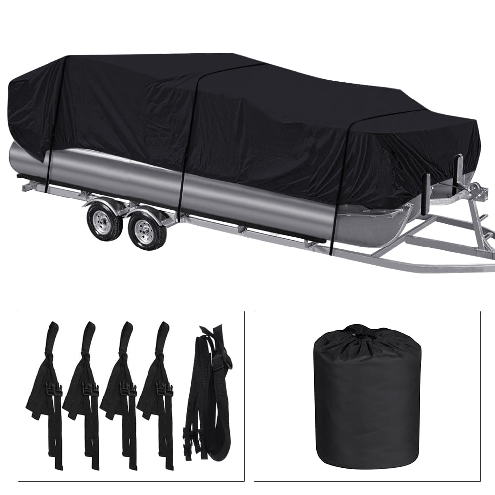 21-24Ft 210D Waterproof Pontoon Boat Cover UV Resistant Outdoor Trailerable Fish Ski Black