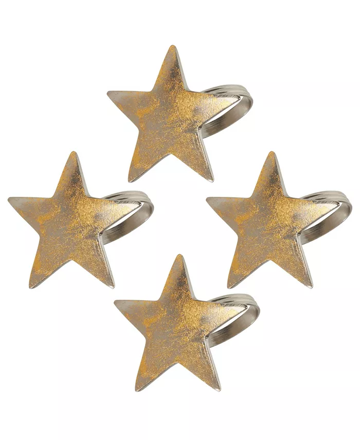 Saro Lifestyle Dinner Napkin Ring with Texture Star Top Set of 4