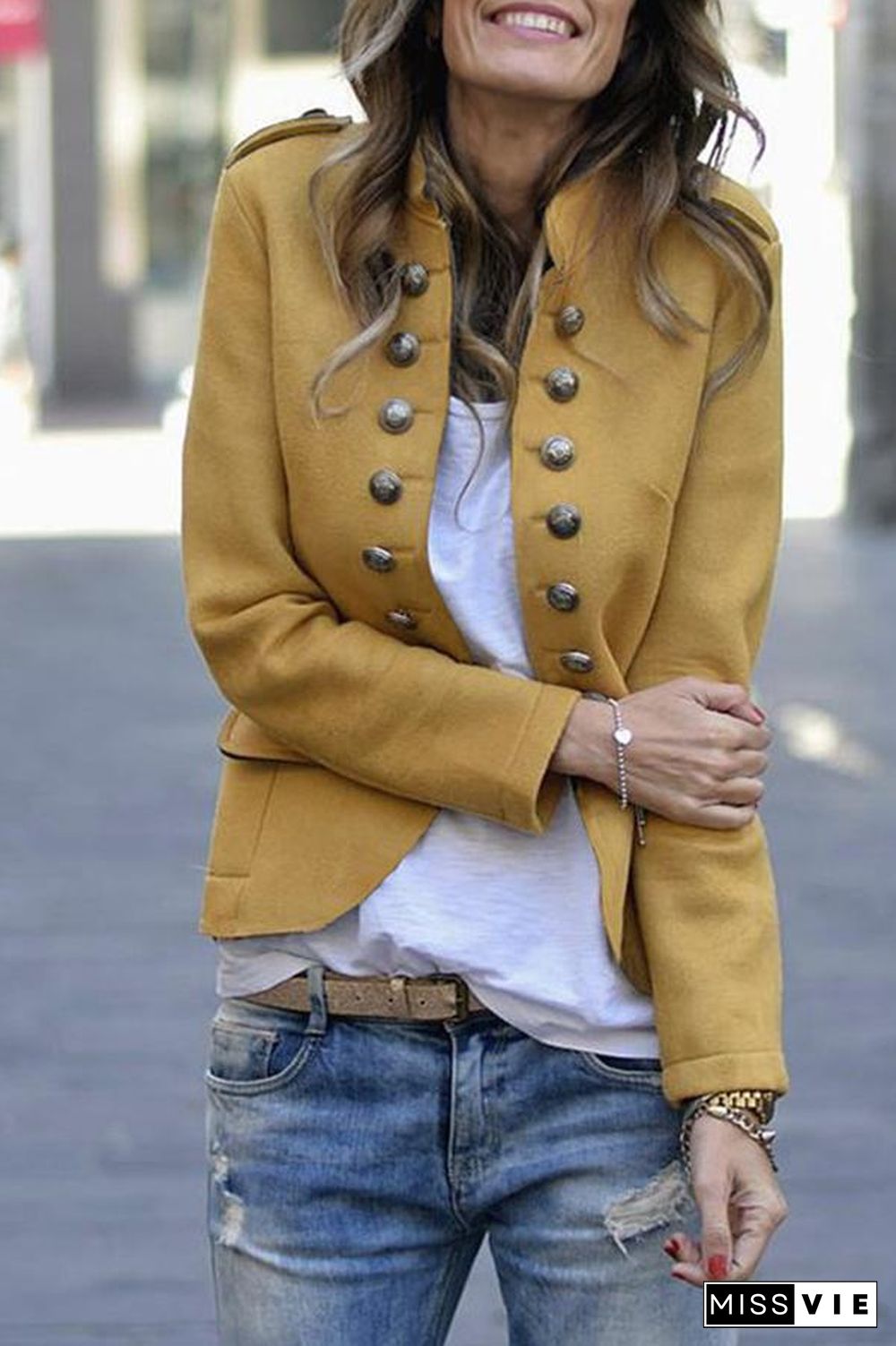 Stylish Long Sleeve Buttoned Coat P15666