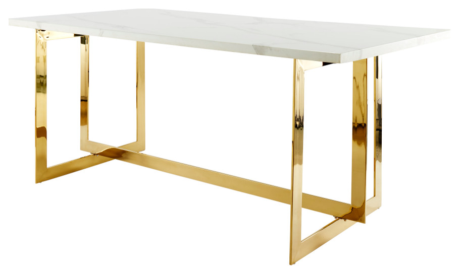 White and Gold Marble Console Table  Andrew Martin Sienna   Contemporary   Console Tables   by Oroa   Distinctive Furniture  Houzz