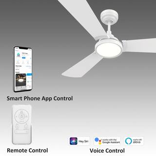 CARRO Veter 56 in. Dimmable LED IndoorOutdoor White Smart Ceiling Fan with Light and Remote Works with AlexaGoogle Home HS563B3-L22-W1-1