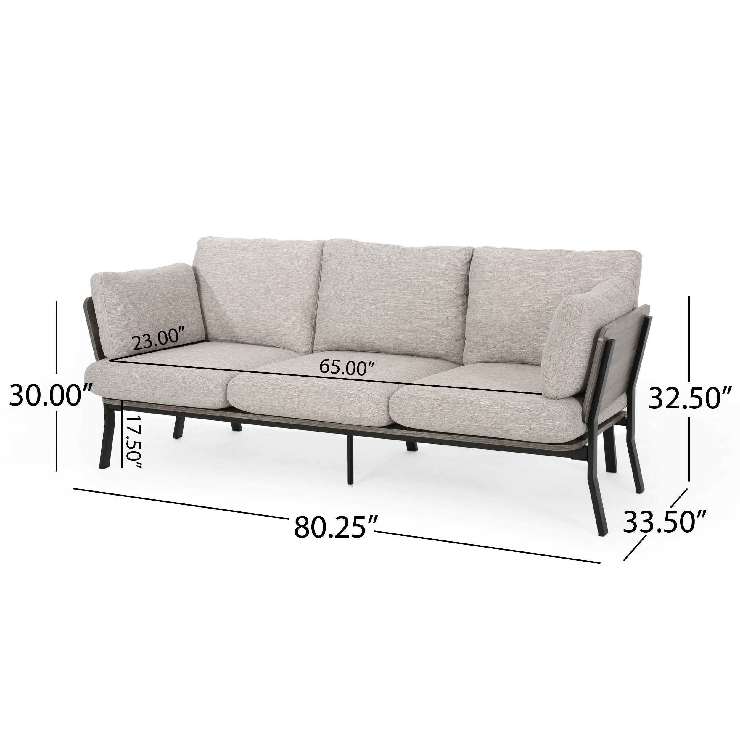 Athea Mid-Century Modern 3 Seater Wood Frame Sofa