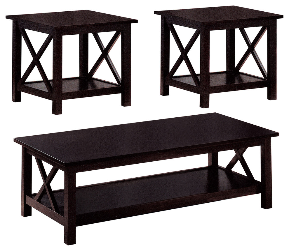 Rachelle 3 piece Occasional Table Set Deep Merlot   Modern   Coffee Table Sets   by Modon  Houzz