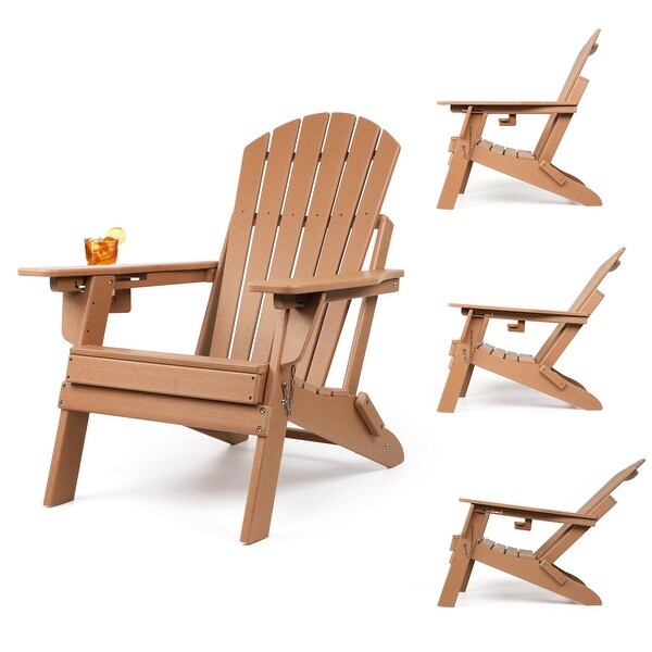 Vrakae Adjustable and Folding Adirondack Chair with Cup Holder