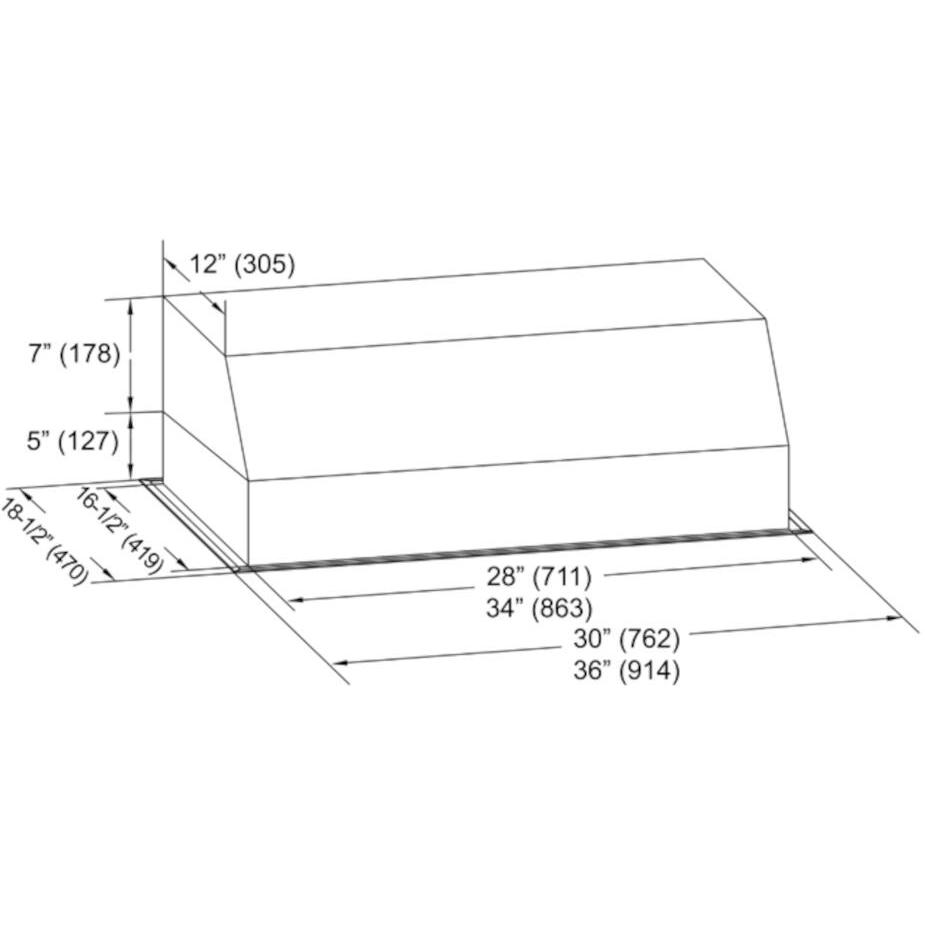 Kobe 36-inch Brillia INX26 Series Hood Insert INX2636SQB-700-3