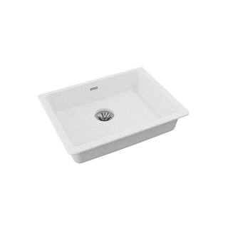 Elkay Quartz Classic White Quartz 25 in. Single Bowl Undermount Kitchen Sink with Perfect Drain ELGUAD2519PDWH0