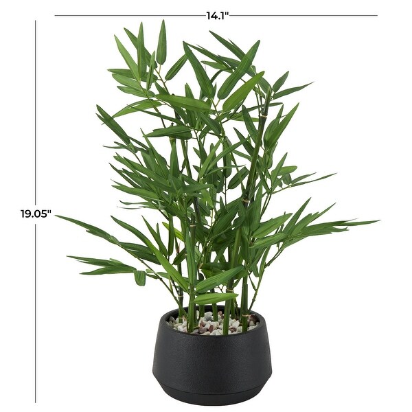 Green Faux Foliage Artificial Plant with Black Plastic Pot