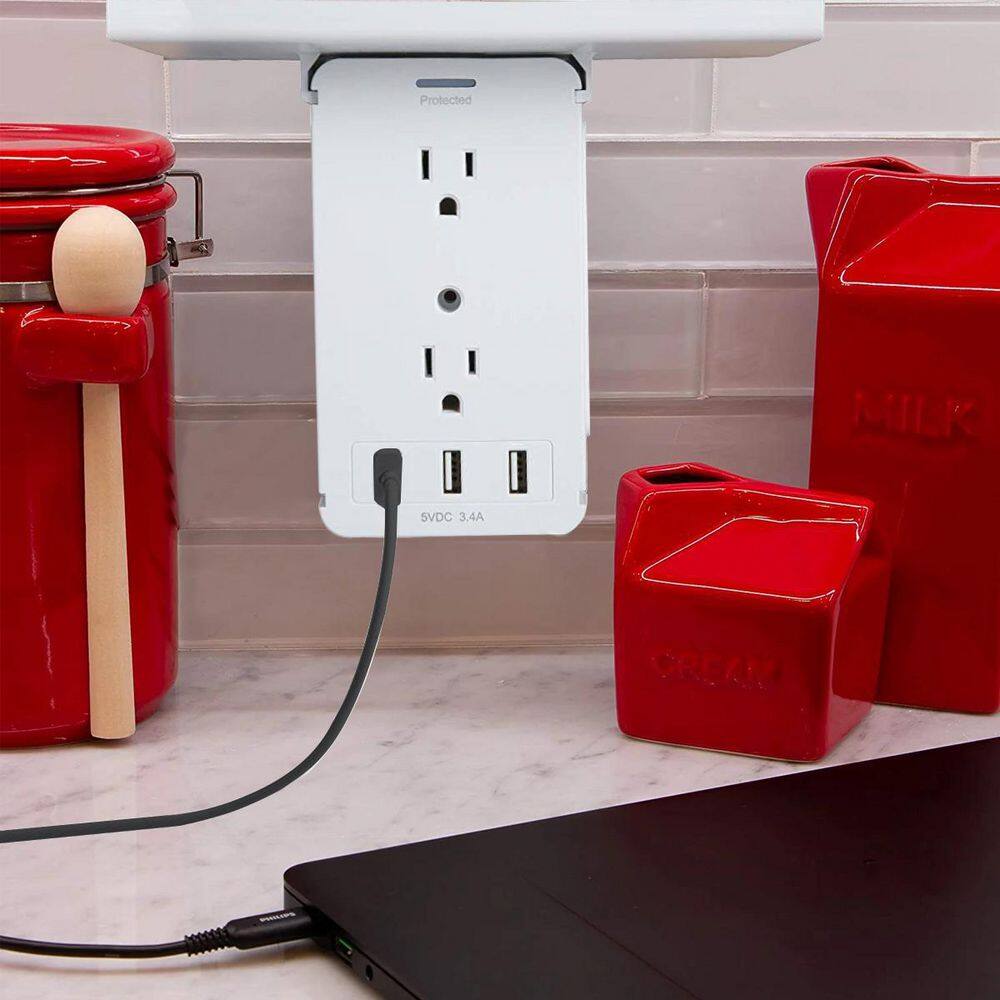 8-Outlet Wall Outlet Extende Surge Protector Multi-Functional Outlet Wall Plug (2-Pack) Bos-CYD0-XQYU