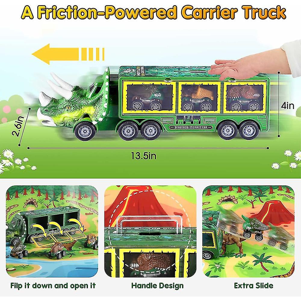 Kids Toys Dinosaur Storage Car Toy Set Dinosaur Carrier Truck With Music Gift