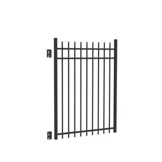 Barrette Outdoor Living Cascade Standard-Duty 4 ft. W x 5 ft. H Black Aluminum Straight Pre-Assembled Fence Gate 73009371