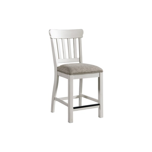 Drake Two-Toned Rustic White and Oak Slat Back Counter Height Barstool (Set of 2)