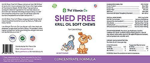 Pet Vitamin Co Shed Free Krill Oil Soft Chews Dog and Cat Supplement， 60 count