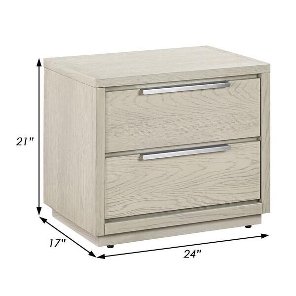 Joni 24 Inch Modern Wood Nightstand， 2 Drawers， Brushed Metal Handles， Gray - - 36963284