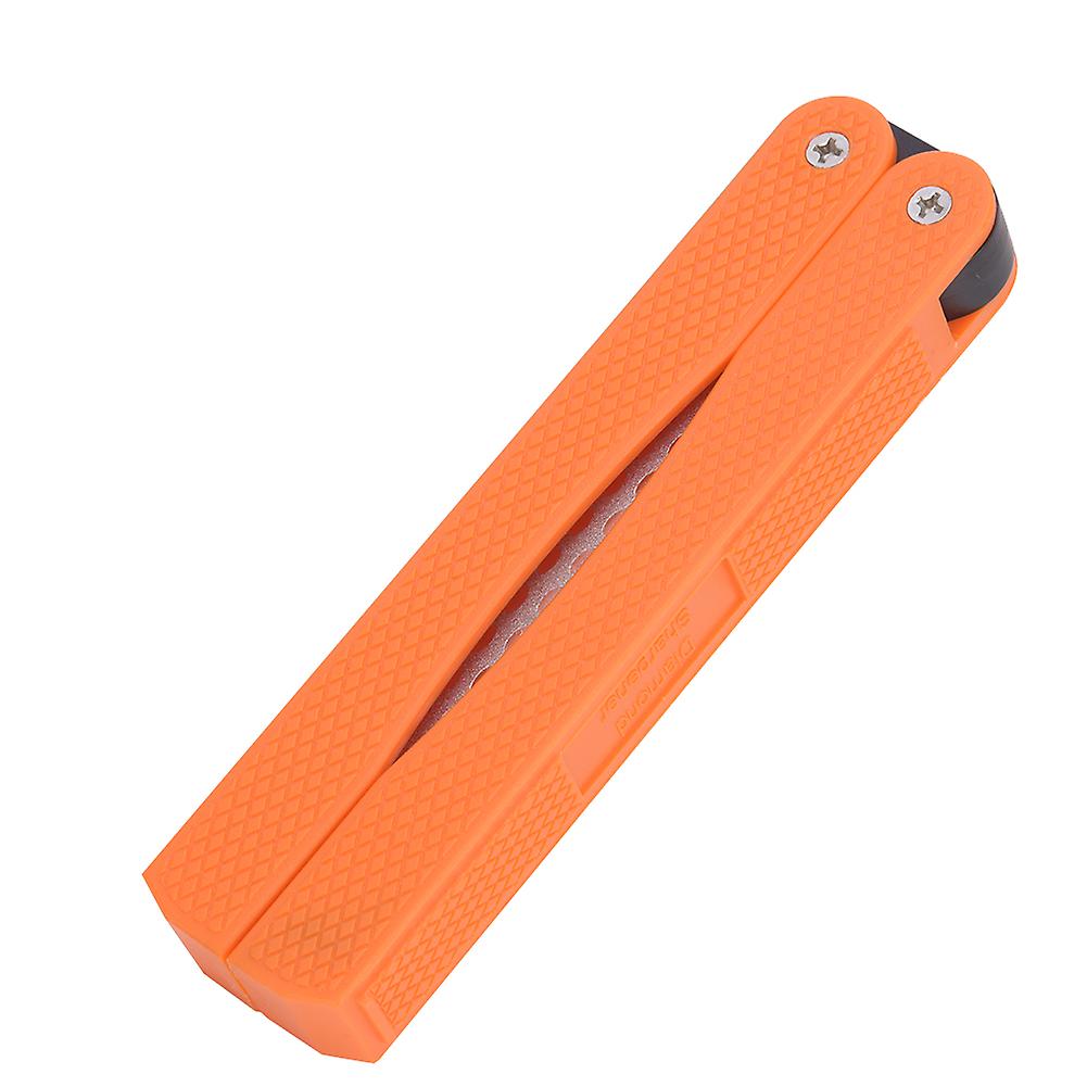 Outdoor Portable Foldable Double Sided Grindstone Kitchen Knife Sharpener Orange