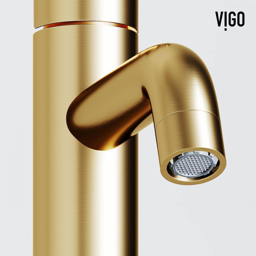 VIGO Ruxton Single Handle Single-Hole Bathroom Faucet in Matte Brushed Gold VG01050MG