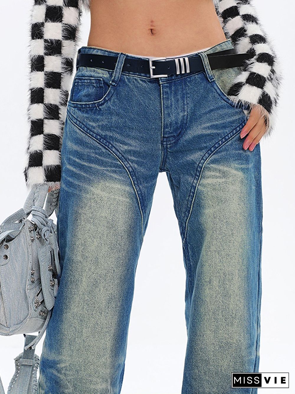 Low Waist Distressed Print Boyfriend Jeans