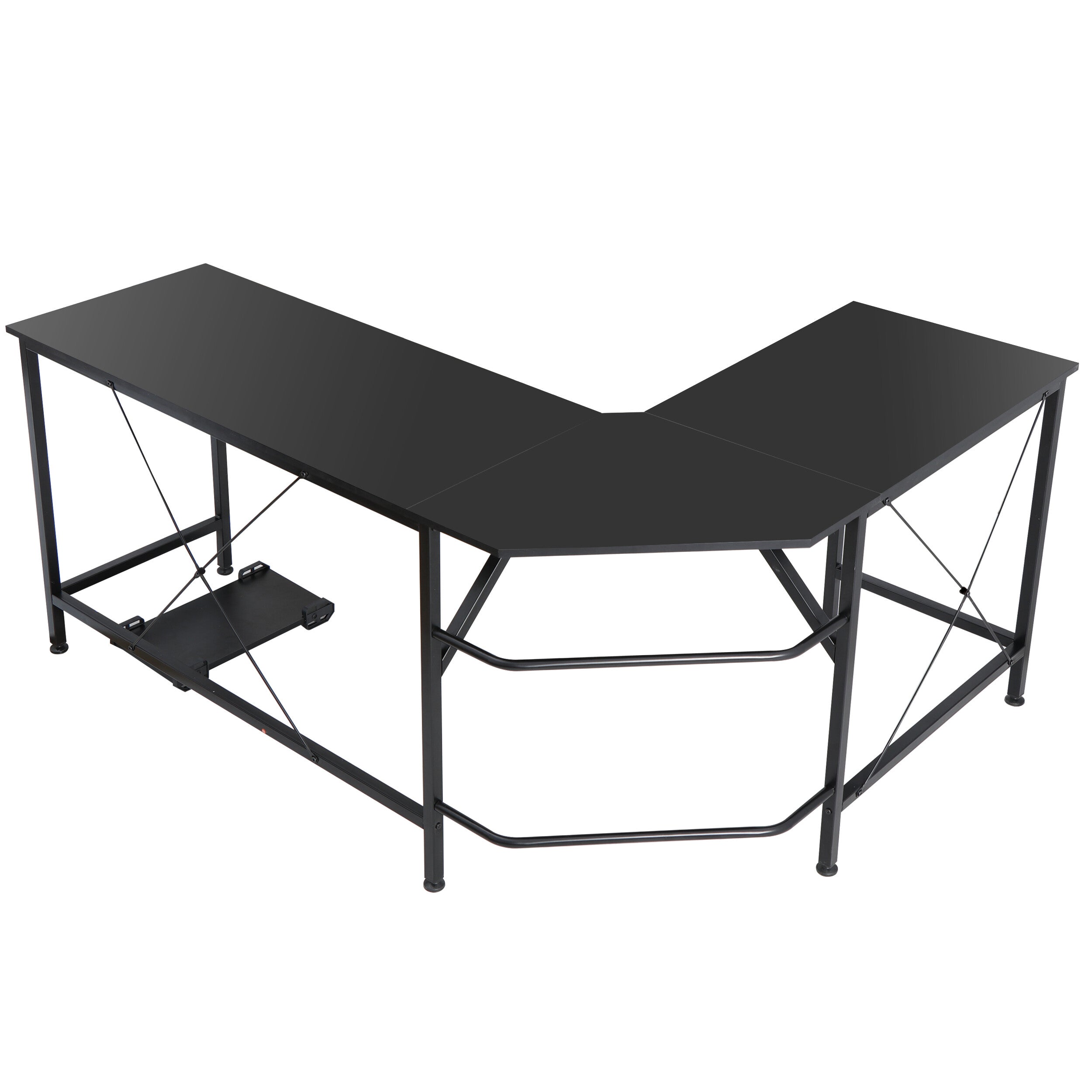 HomGarden L-Shaped 66” Reversible Computer Desk W/ CPU Stand, Home Gaming Desk Black