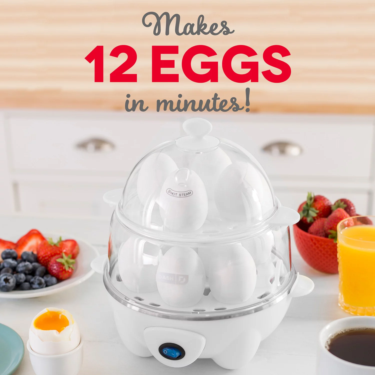 Dash Deluxe Rapid Egg Cooker， 12 Egg - White