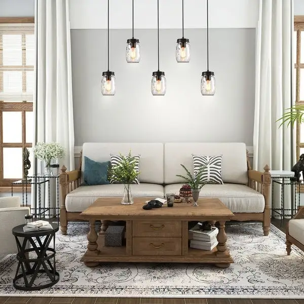 The Gray Barn Modern Farmhouse 5-Light Linear Chandelier Glass Mason Jar Island Lights Shopping - The Best Deals on Chandeliers