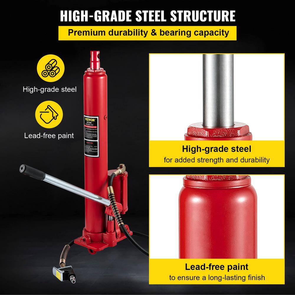 VEVOR 8-Ton 17363 lbs. Hydraulic Long Ram Jack Manual Engine Lift Hoist with Single Piston Pump Base Handle for Garage Shop ZGQDYYQJDHS8TS6KBV0