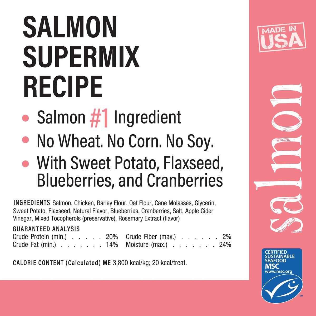 Callie's Kitchen Salmon Supermix Recipe Dog Treats， 4-oz bag