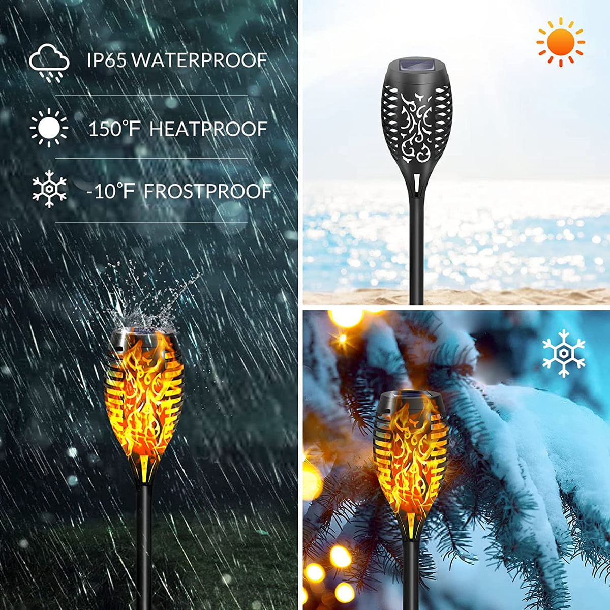 Magicorange Solar Torch Lights with Flickering Flame，16 Pack Outdoor IP65 Waterpoof Landscape Solar Tiki Torches Stake Lights Auto On/Off for Garden Patio Yard Pathway Walkway