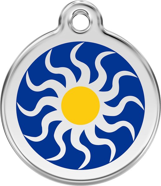 Red Dingo Tribal Sun Stainless Steel Personalized Dog and Cat ID Tag