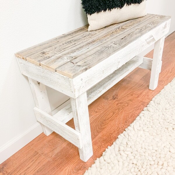 Wood Bench， Natural and White