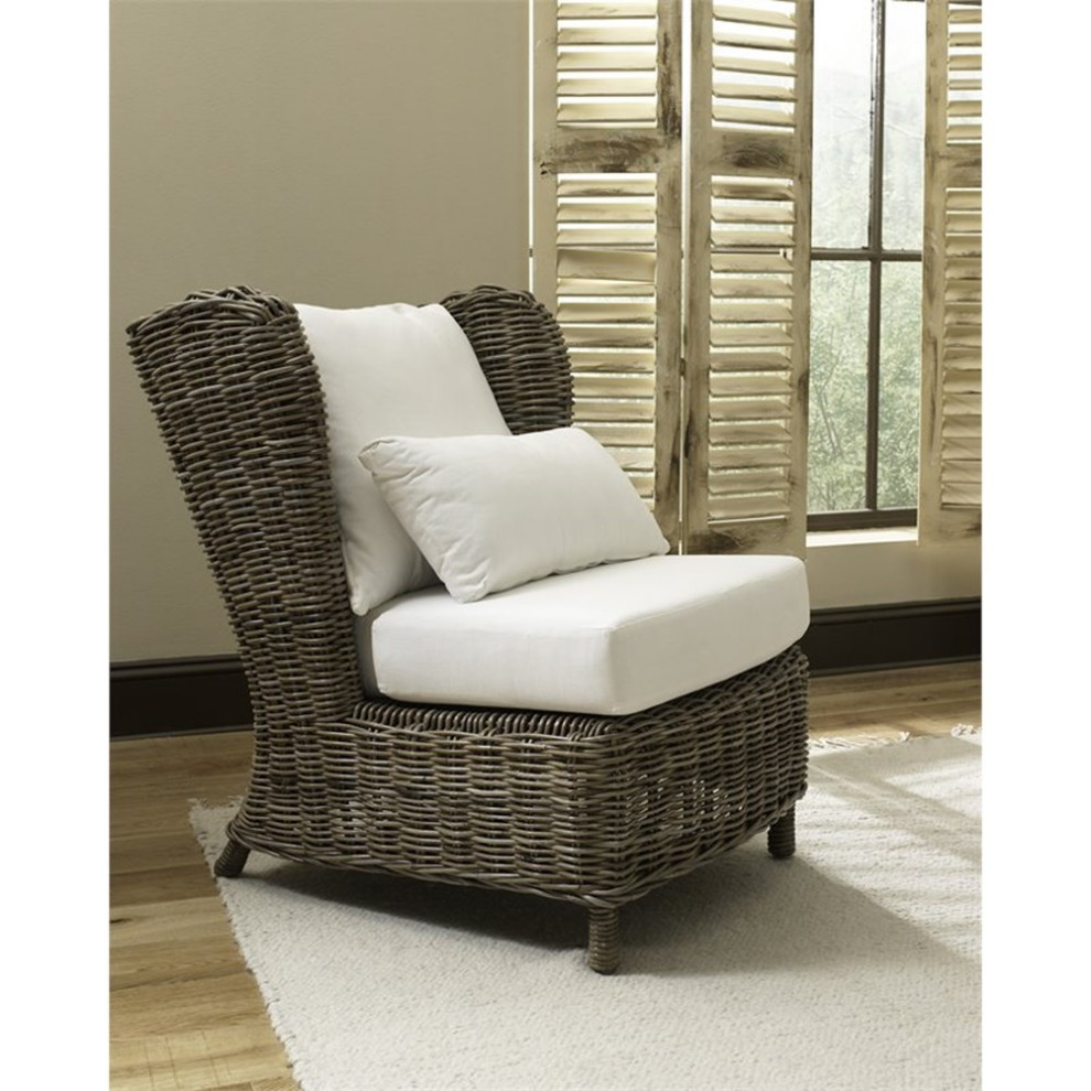 Padma  x27s Plantation Majorca Wicker Lounge Chair in Kubu Gray   Tropical   Armchairs And Accent Chairs   by Homesquare  Houzz