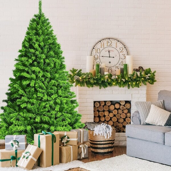 Gymax 4.5/6.5/7.5 FT Verdant Artificial Christmas Tree Hinged Green