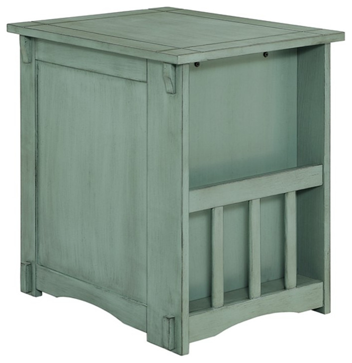 Linon Parnell Wood Side Table in Teal Blue   Farmhouse   Side Tables And End Tables   by Homesquare  Houzz