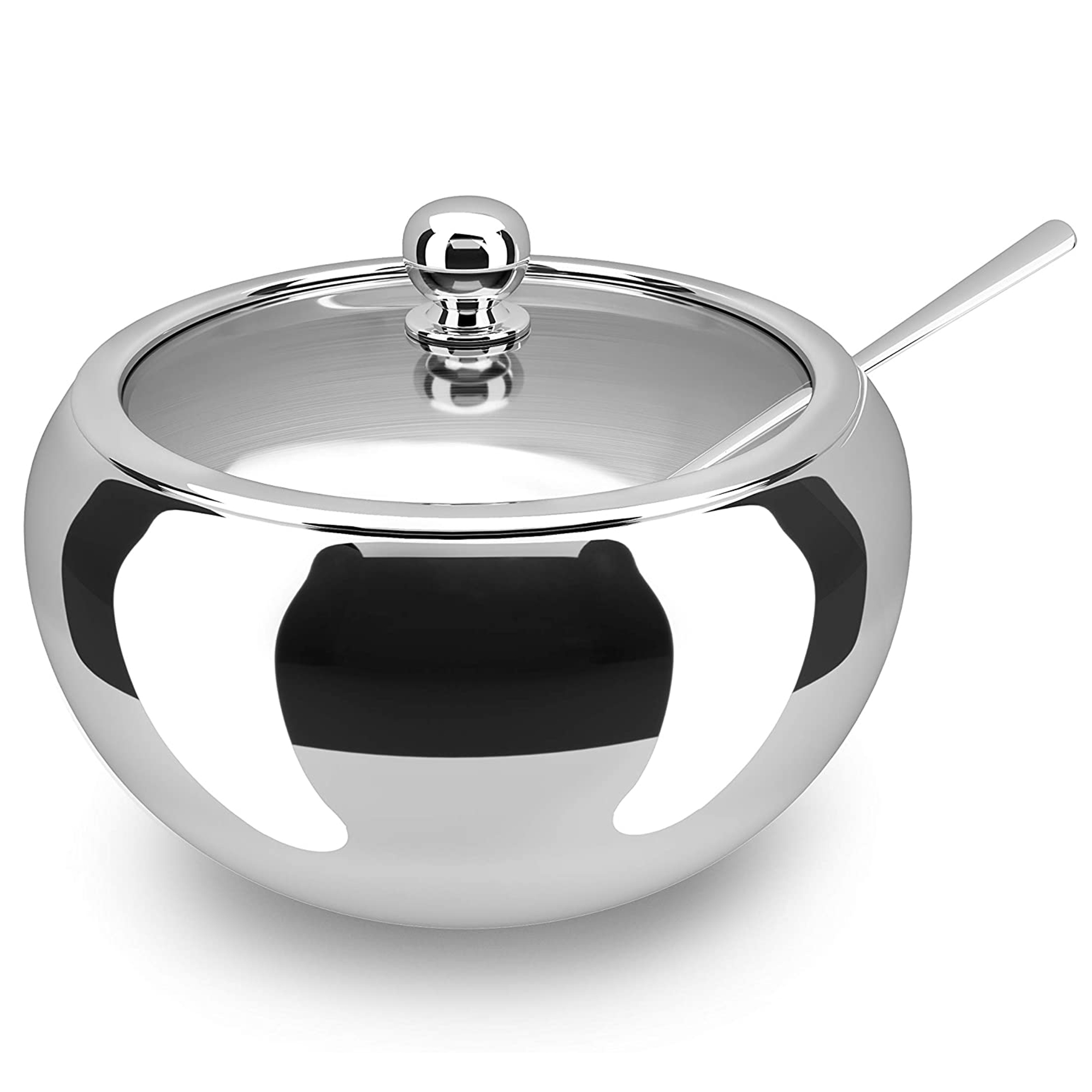 Kook 16 Oz Stainless Steel Sugar Bowl with Lid and Spoon Kitchen Accessories