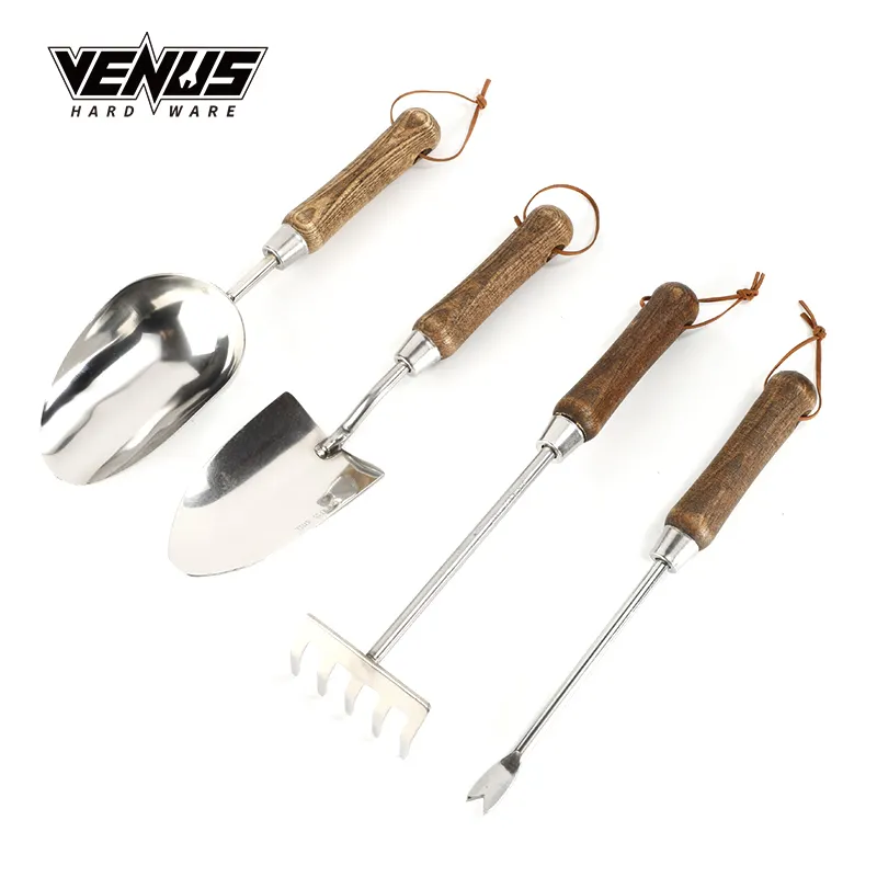 New Arrival Wood Handle Stainless Steel Weeder Rake Shovel Hand Garden Tools