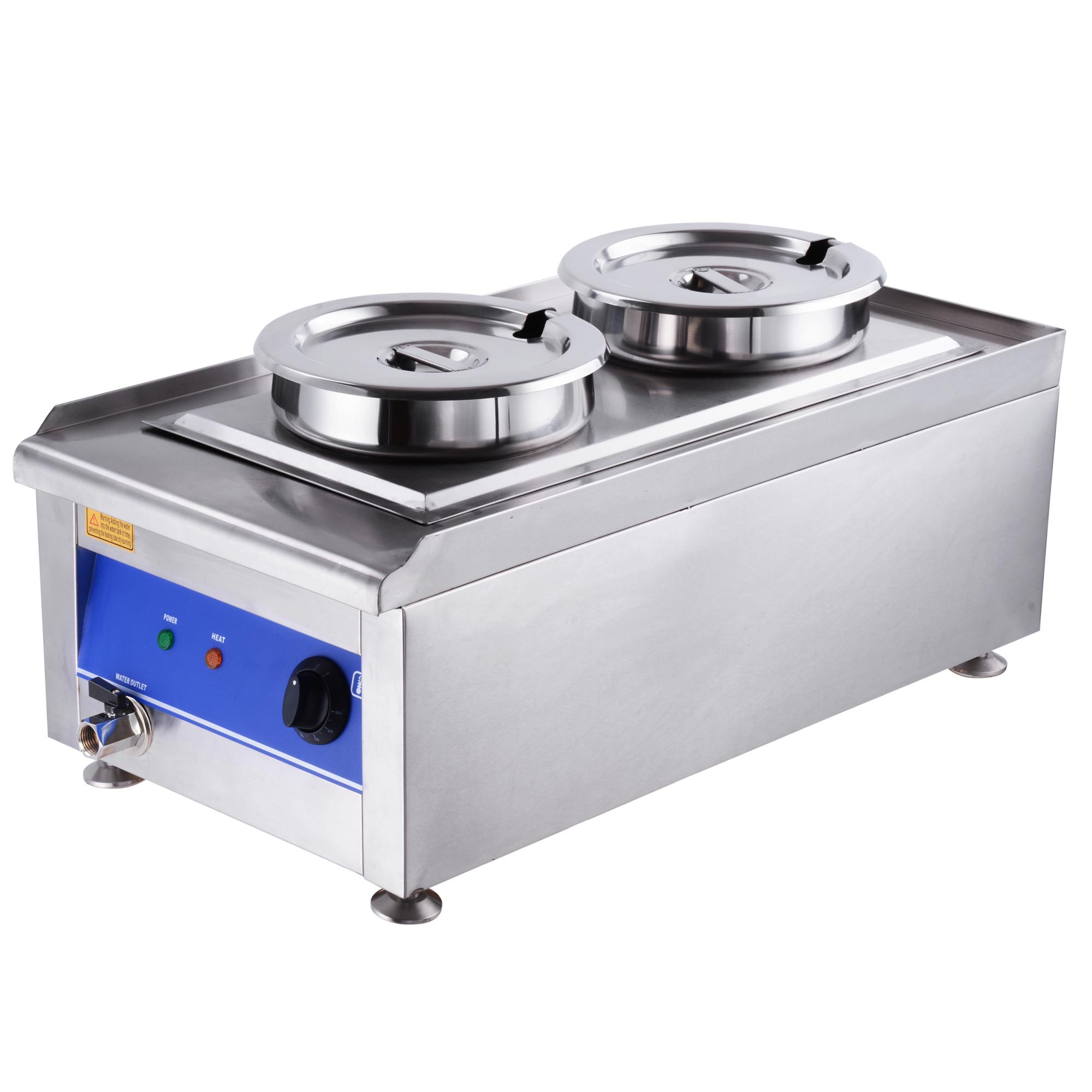 Wechef 1200W Dual Pots Countertop Food Warmer Stainless Steel Commercial Bain Marie