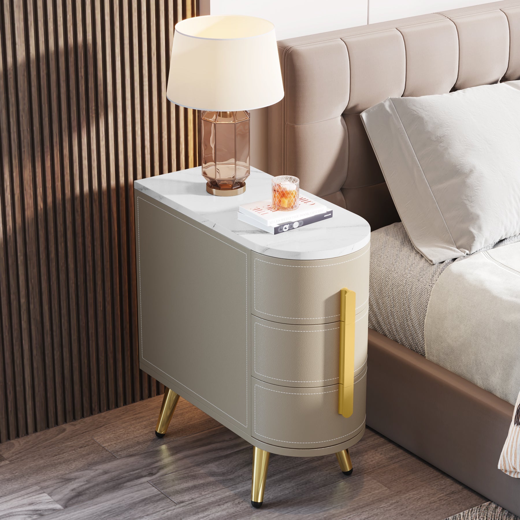 3-Drawer End Table, Modern Side Table Bedside Table Nightstands