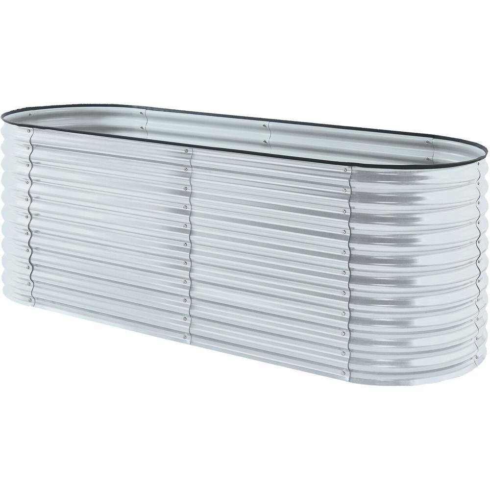 Hanover 94 in. Galvanized Steel Open-Base Raised Garden Bed for Flowers Herbs and Vegetables HANOVGB-2SLV